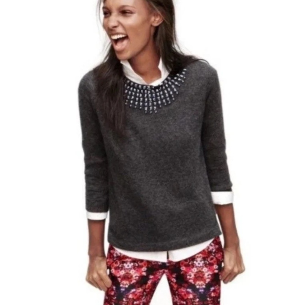 J. Crew Jeweled Starburst Sweater Wool Rabbit Hair Blend